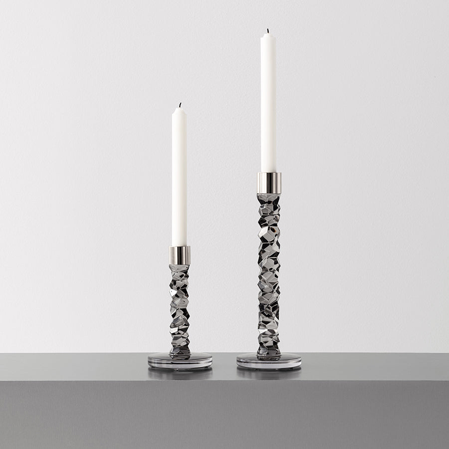Orrefors Art Glass Orrefors Carat Graphite Candlestick Small