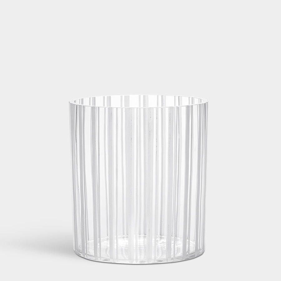 Orrefors Art Glass Orrefors Cut In Number Striped Vase Low
