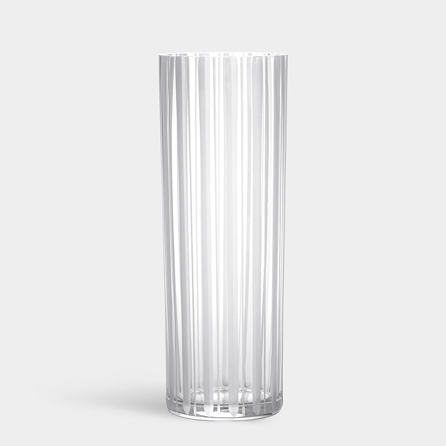 Orrefors Art Glass Orrefors Cut In Number Striped Vase Tall