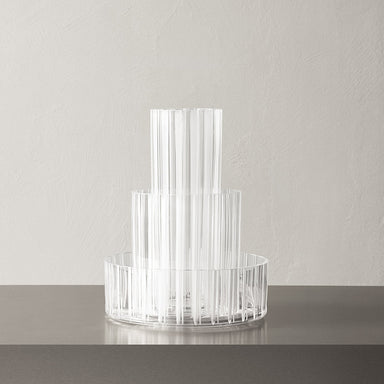 Orrefors Art Glass Orrefors Cut In Number Striped Vase Tall