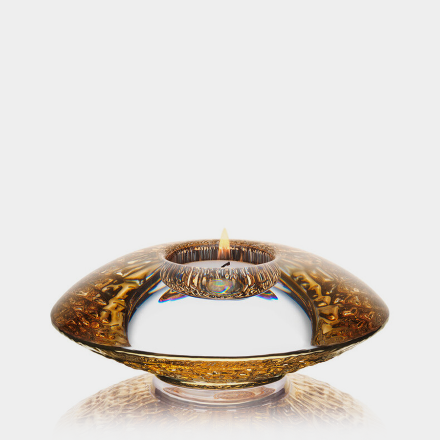 Orrefors Art Glass Orrefors Discus Gold Votive