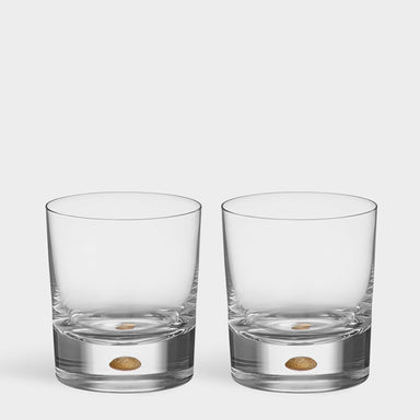 Orrefors Art Glass Orrefors Gold Intermezzo Gold Old Fashioned Set of 2
