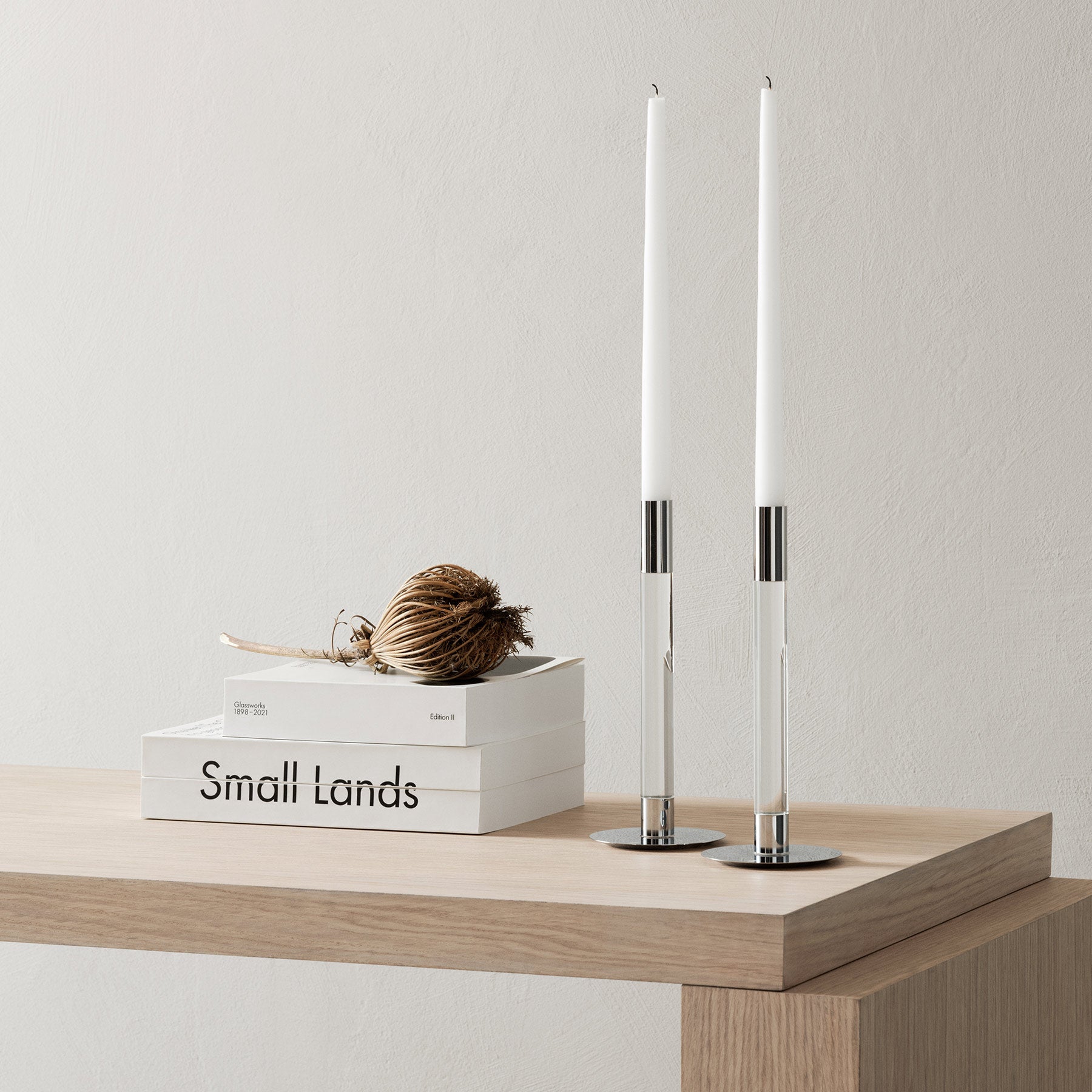 Orrefors Giftware Orrefors Lumiere Candlestick Silver Medium - Set of 2