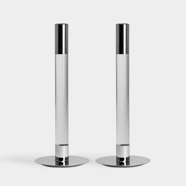 Orrefors Giftware Orrefors Lumiere Candlestick Silver Medium - Set of 2
