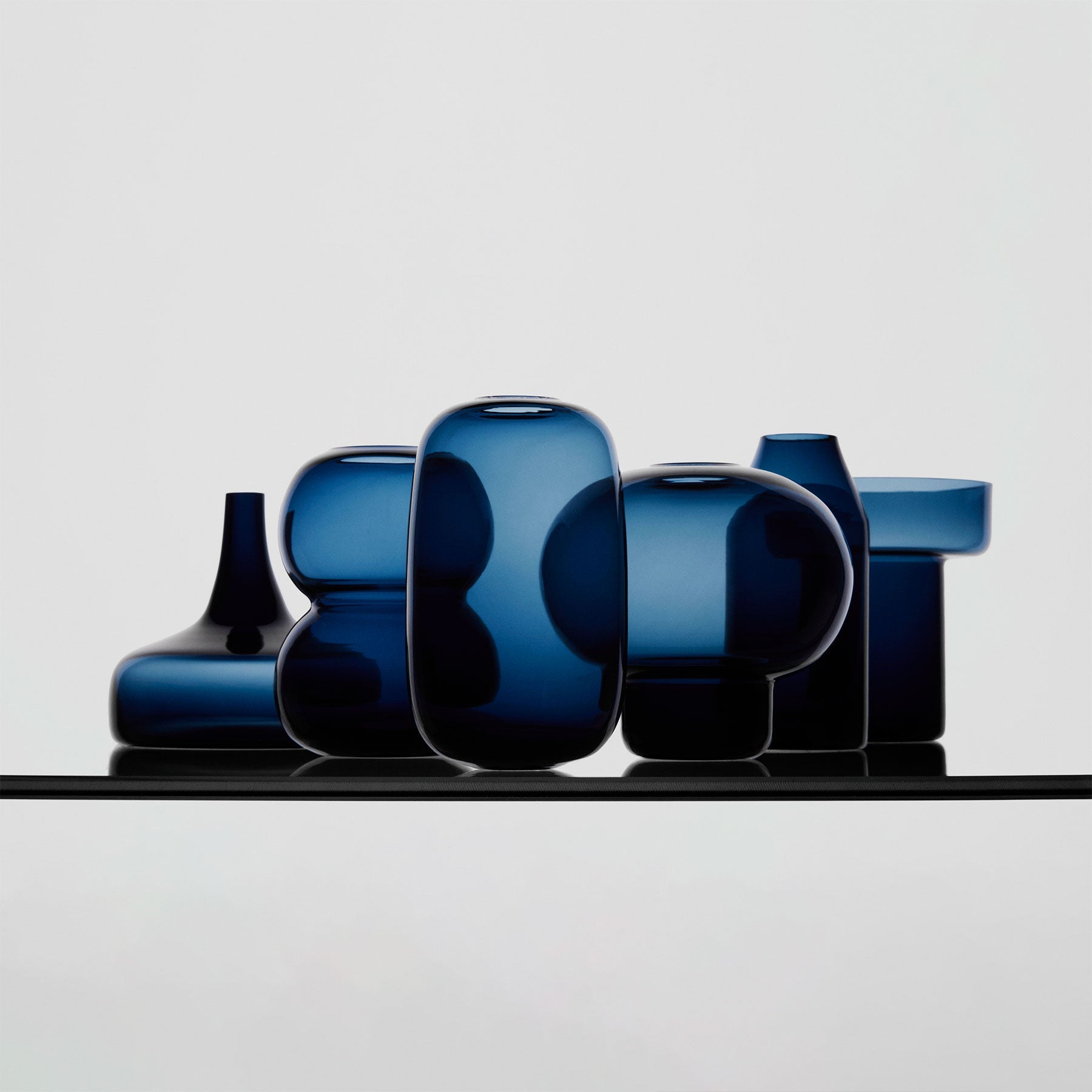 Orrefors Giftware Orrefors Midsummer Vases Midnight Blue Mini Set Of 7 Ltd