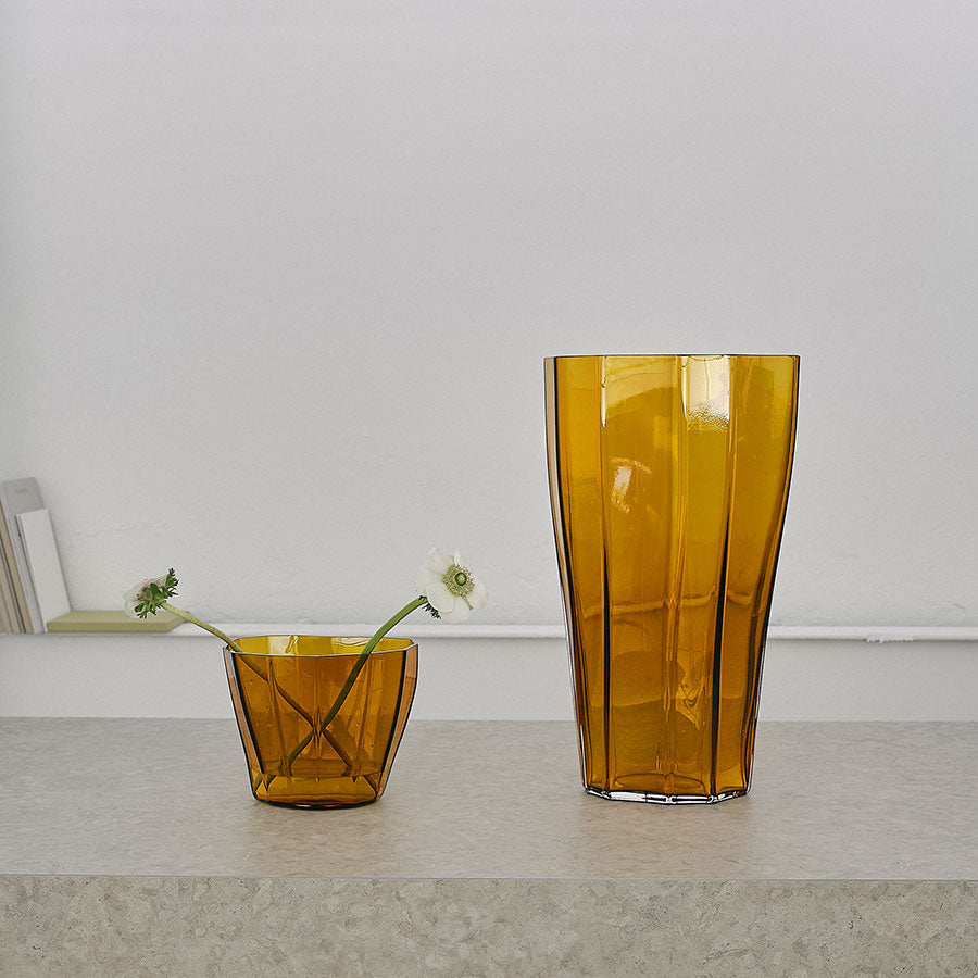 Orrefors Giftware Orrefors Reed Vase Amber Low
