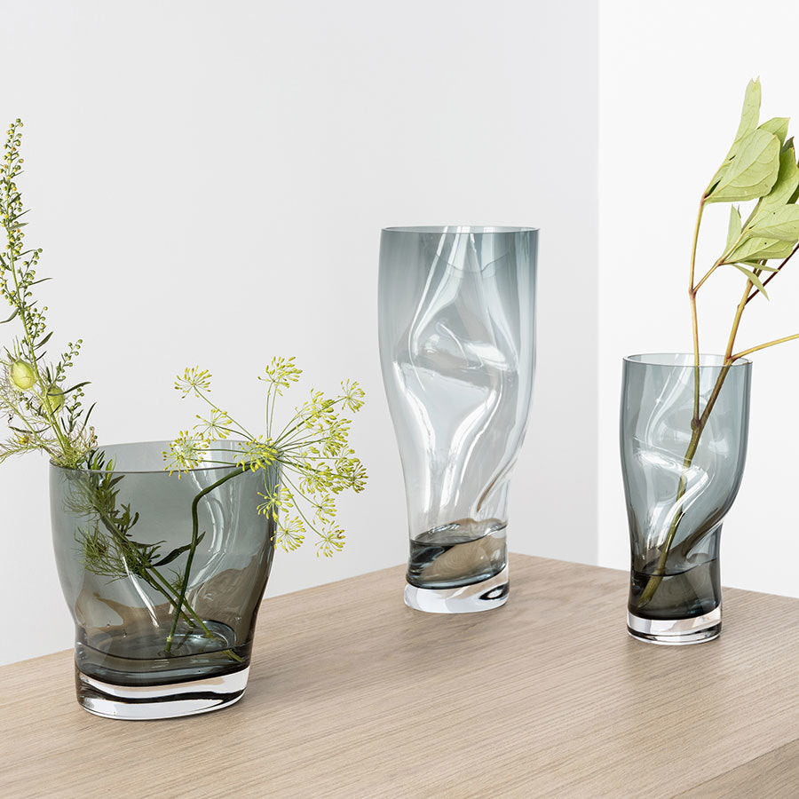 Orrefors Art Glass Orrefors Squeeze Blue/Gray Tulip Vase
