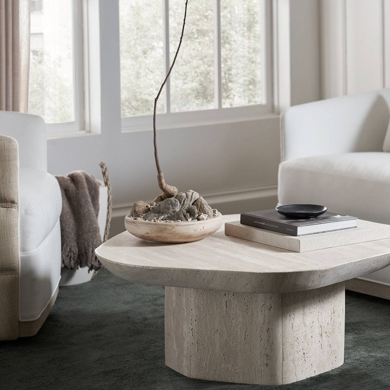 Palecek Furniture Default Title / Motor Freight - Rate TBQ Palecek Algiers Travertine Outdoor Coffee Table, Short