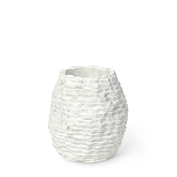Palecek Home Decor Palecek Ambrose Chiseled Marble Vase, Short