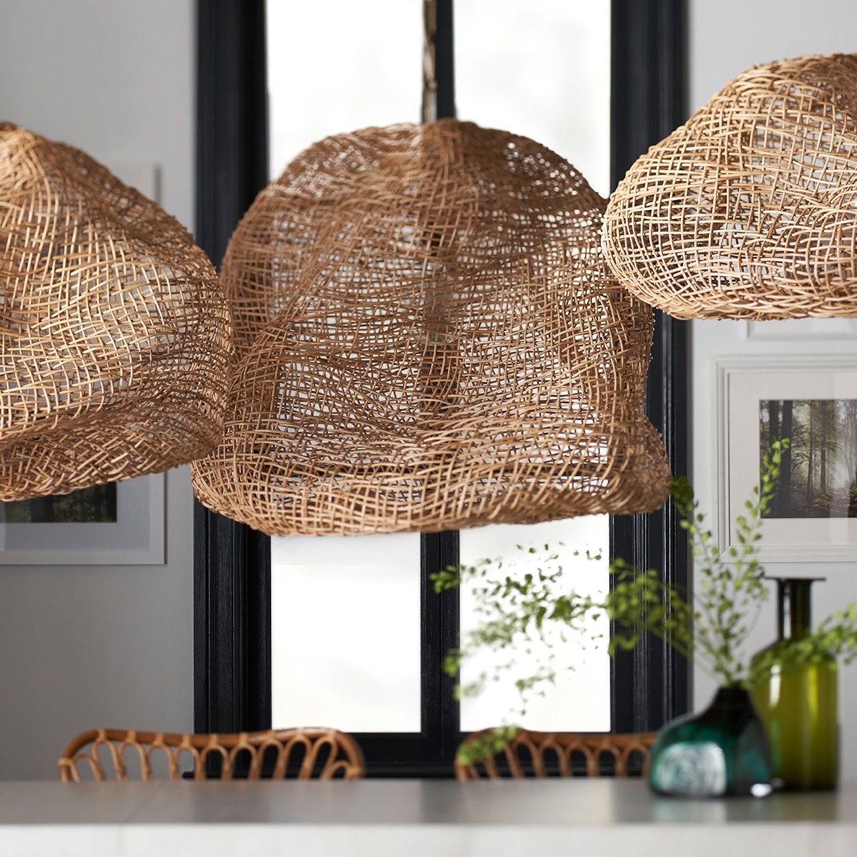 Palecek Lighting Default Title / Motor Freight - Rate TBQ Palecek Andorra Wicker Pendant, Large Natural