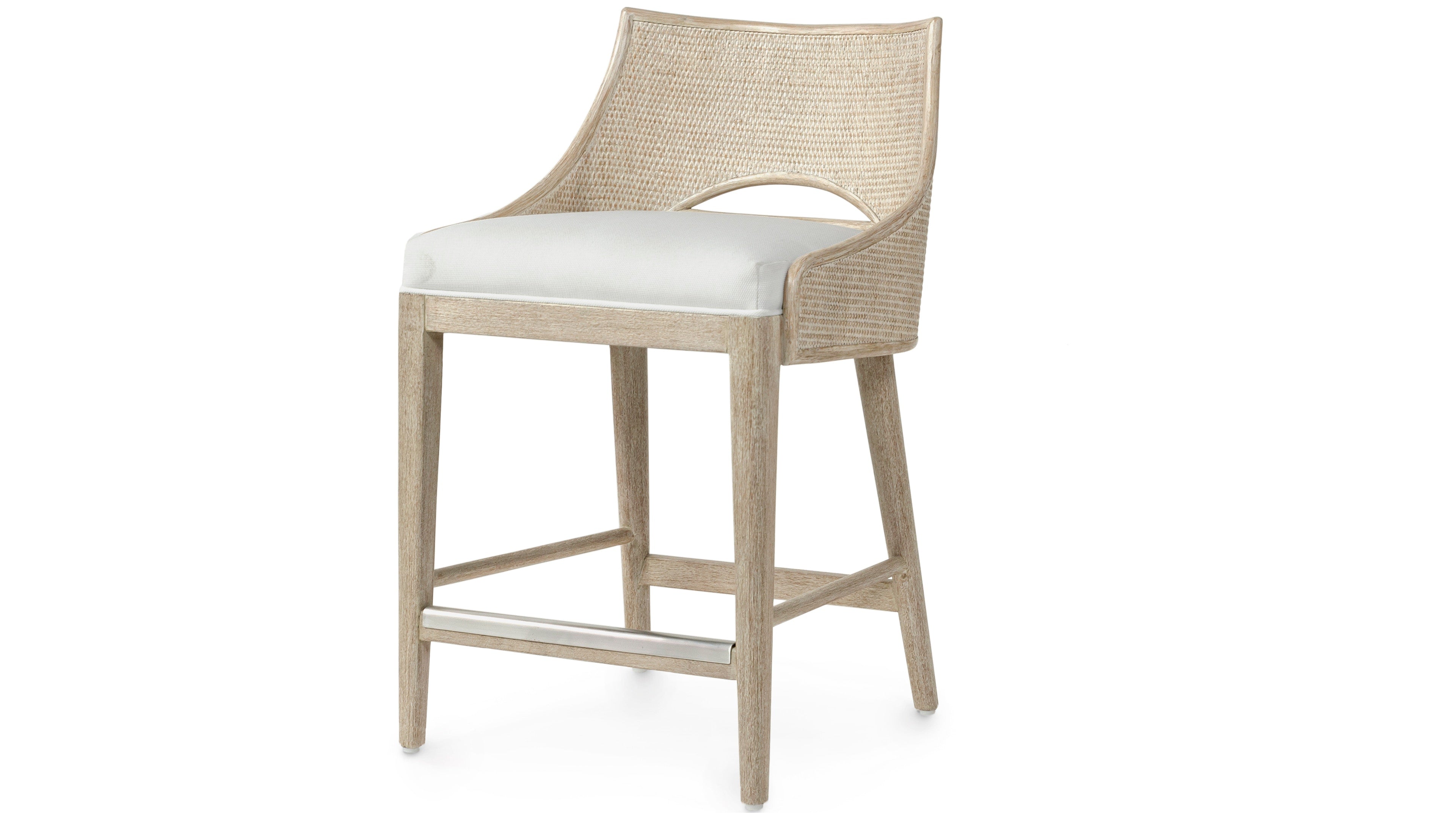 Palecek Furniture I/O BASKET WEAVE 4J / Motor Freight - Rate TBQ Palecek Avalon 24" Counter Stool, Cerused White