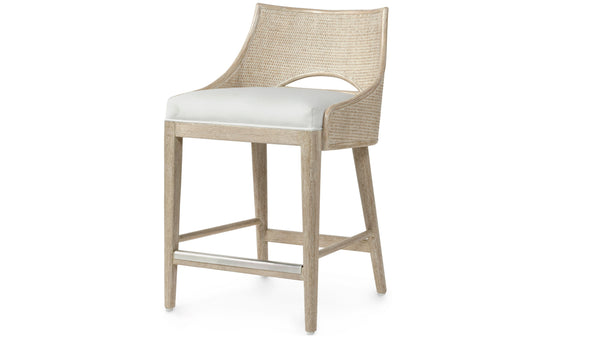 Palecek Furniture I/O BASKET WEAVE 4J / Motor Freight - Rate TBQ Palecek Avalon 24" Counter Stool, Cerused White