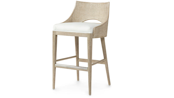 Palecek Furniture I/O BASKET WEAVE 4J / Motor Freight - Rate TBQ Palecek Avalon 30" Barstool, Cerused White