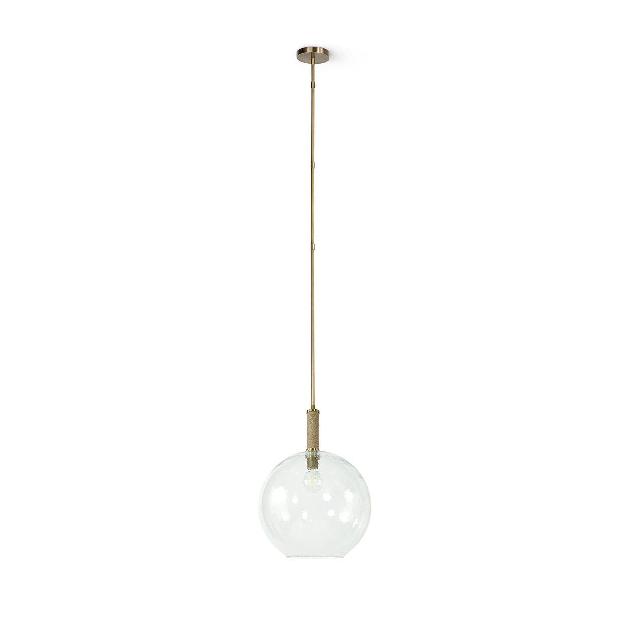 Palecek Lighting Palecek Bronson Glass Pendant Large Globe, Brass