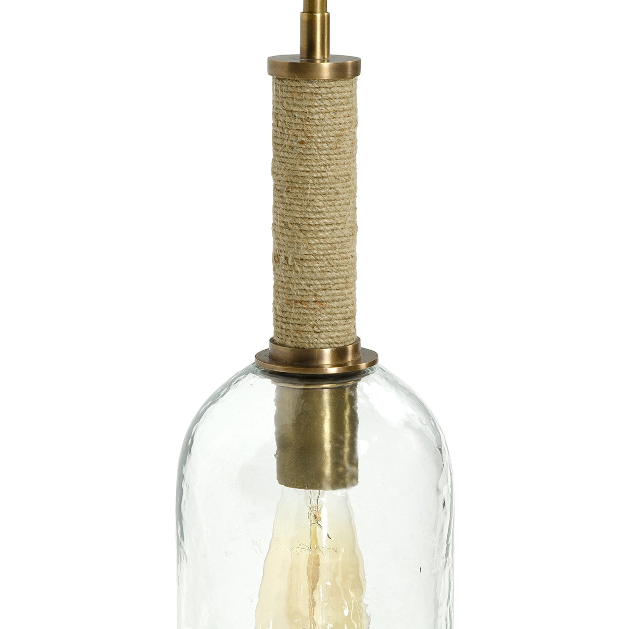 Palecek Lighting Palecek Bronson Glass Pendant Long, Brass