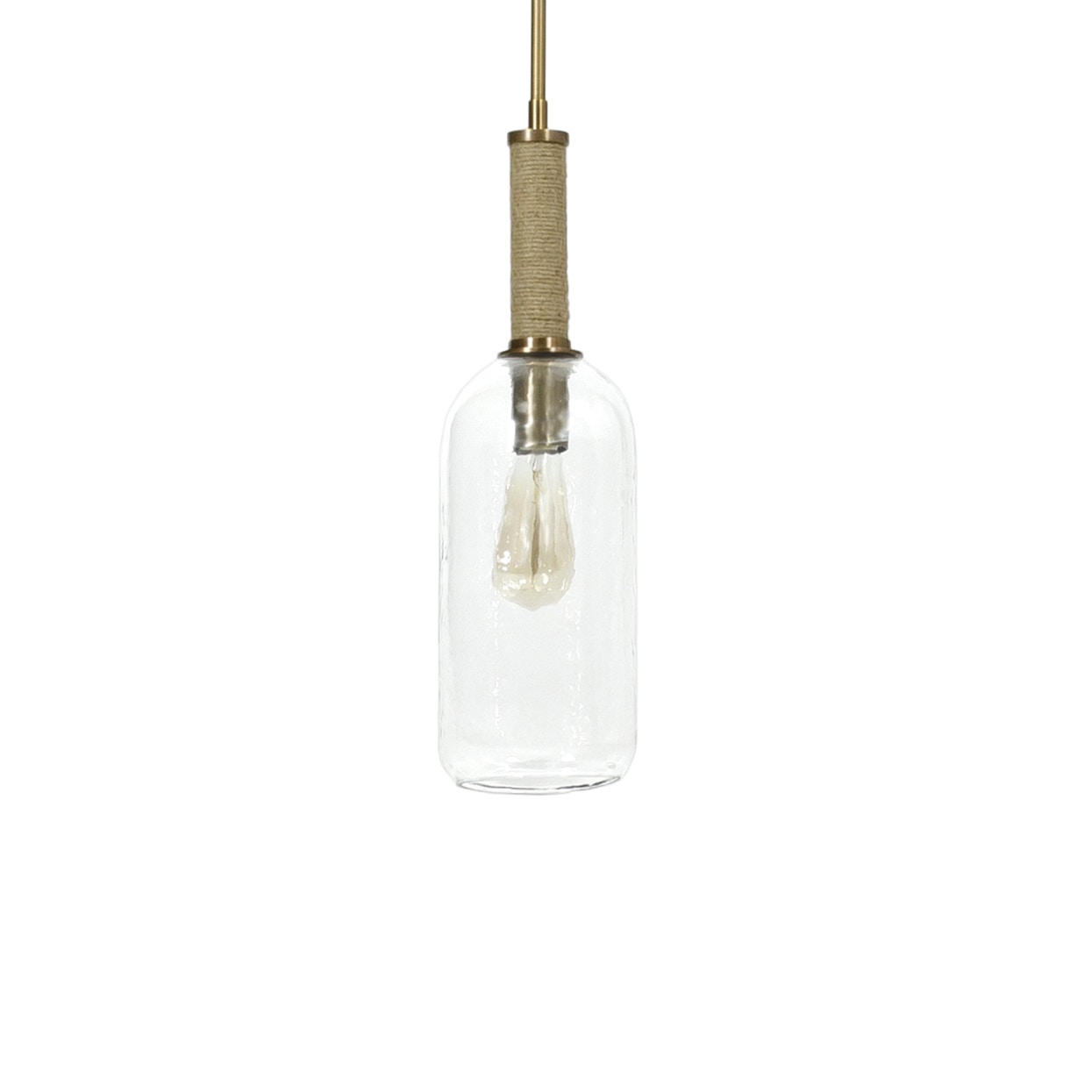 Palecek Lighting Palecek Bronson Glass Pendant Long, Brass