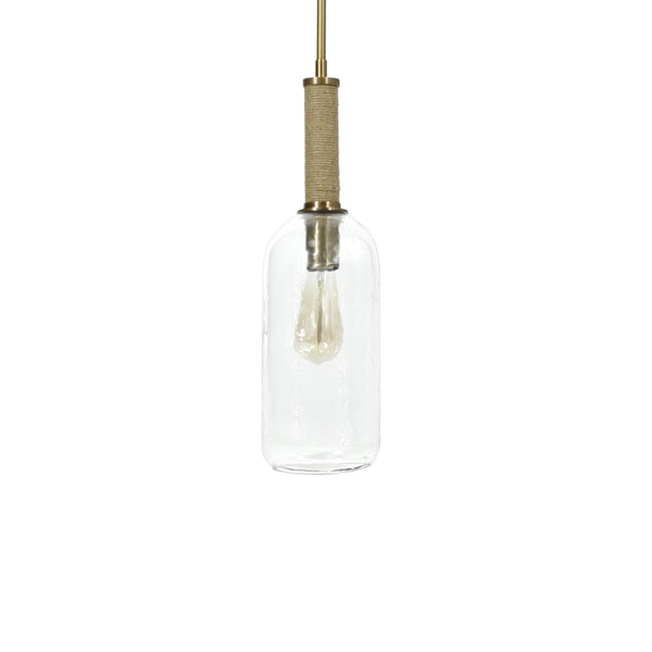 Palecek Lighting Palecek Bronson Glass Pendant Long, Brass