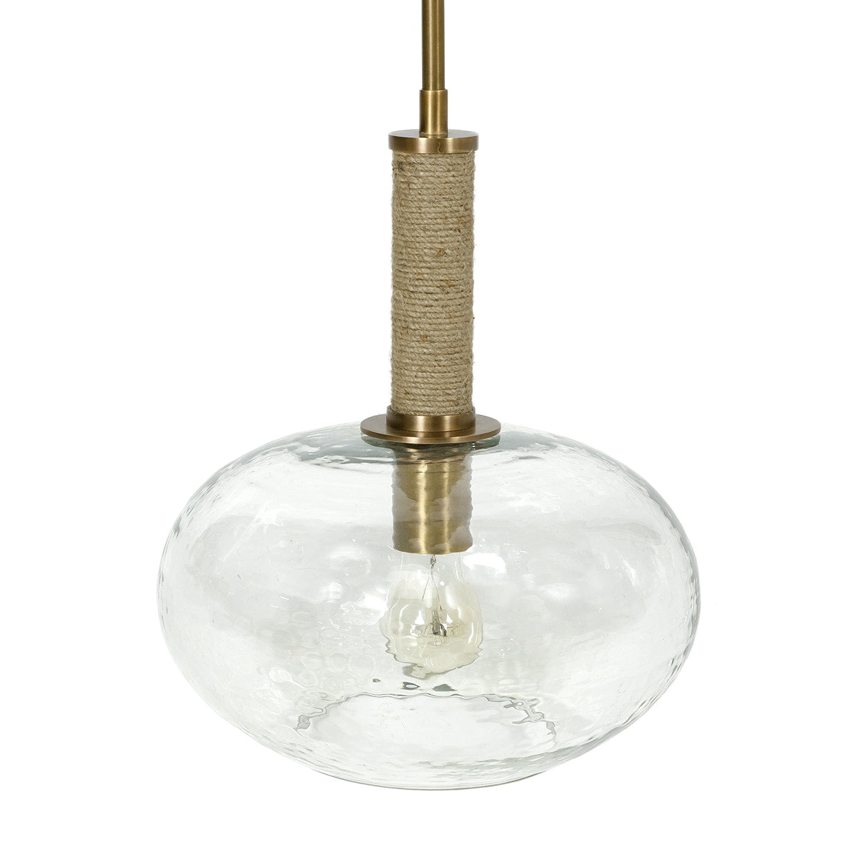 Palecek Lighting Palecek Bronson Glass Pendant Wide, Brass