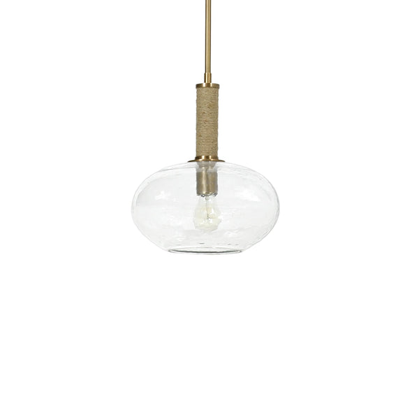 Palecek Lighting Palecek Bronson Glass Pendant Wide, Brass