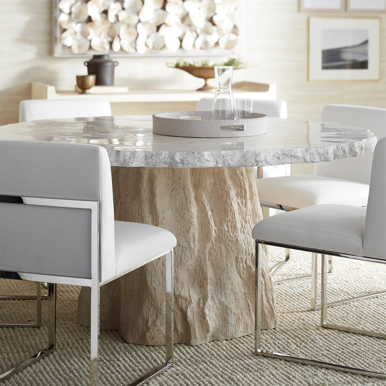 Palecek Furniture Default Title / Motor Freight - Rate TBQ Palecek Camilla Fossilized Clam Dining Table, Round