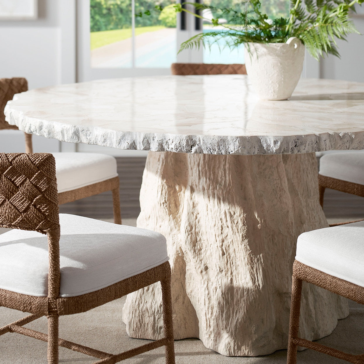 Palecek Furniture Default Title / Motor Freight - Rate TBQ Palecek Camilla Fossilized Clam Dining Table, Round