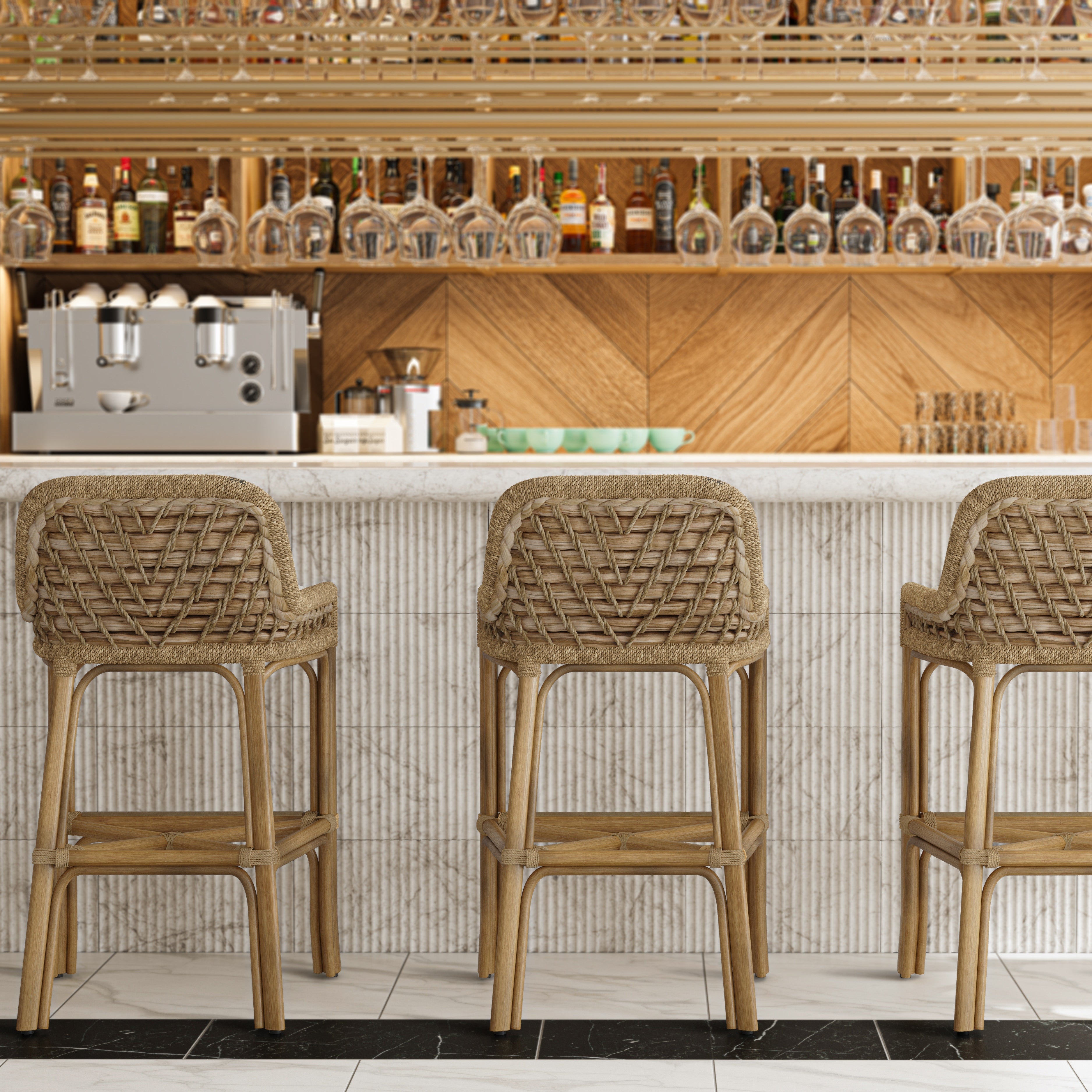Palecek Furniture I/O SAILCLOTH SALT 64 / Motor Freight - Rate TBQ Palecek Capitola 30" Barstool, Natural