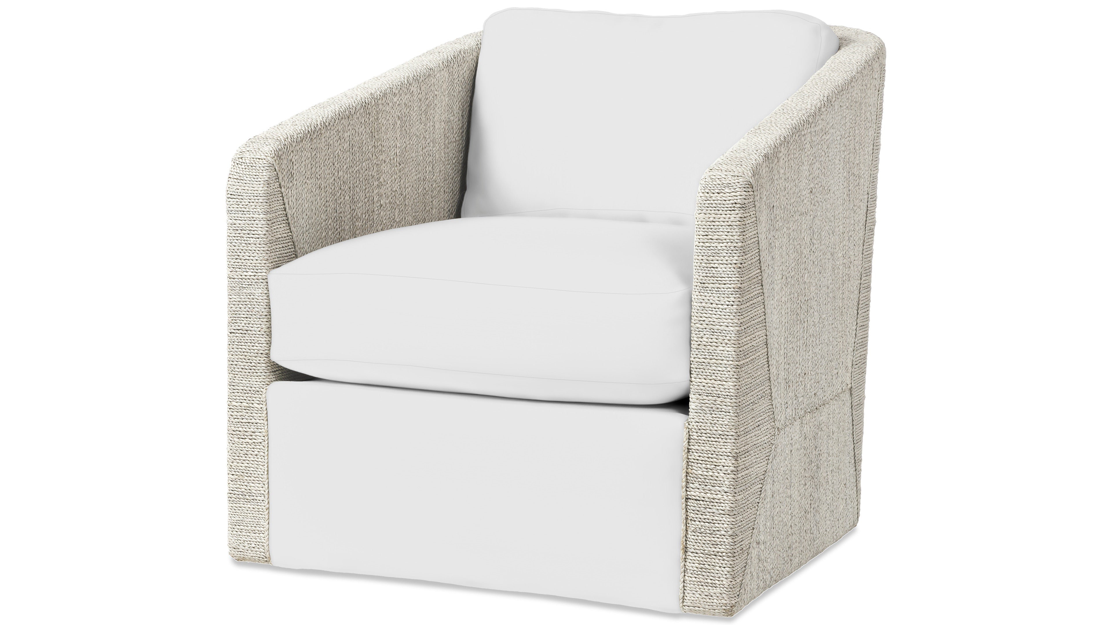 Palecek Furniture I/O BASKET WEAVE 4J / Motor Freight - Rate TBQ Palecek Carmine Swivel Lounge Chair, Fog White