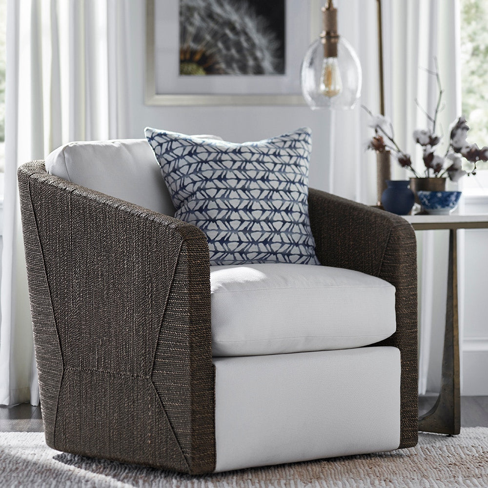 Palecek Furniture I/O TEXTURED SNOW 4T / Motor Freight - Rate TBQ Palecek Carmine Swivel Lounge Chair, Mocha Wash