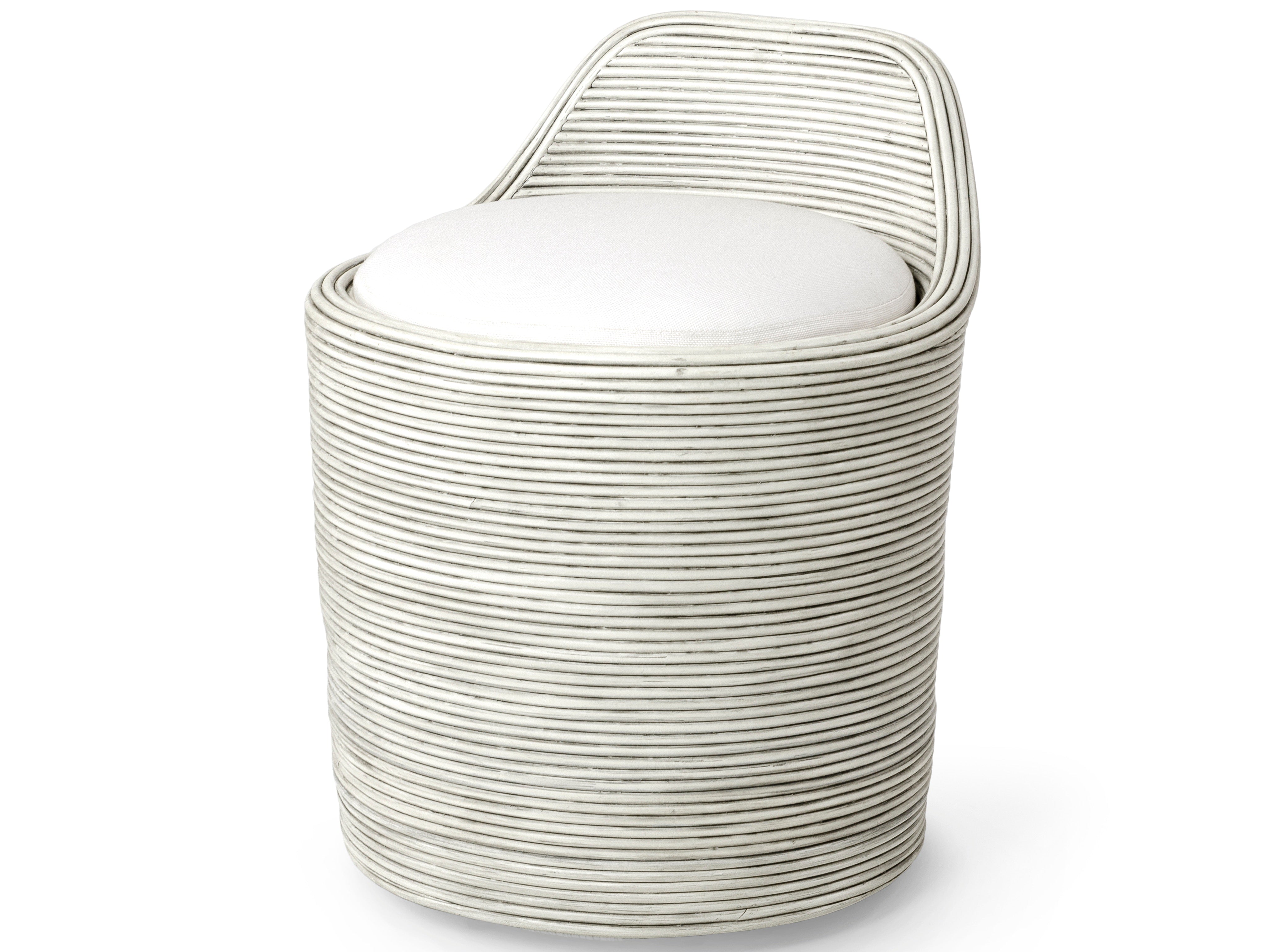 Palecek Furniture I/O SAILCLOTH SALT 64 Palecek Enzo Swivel Stool Whitewash