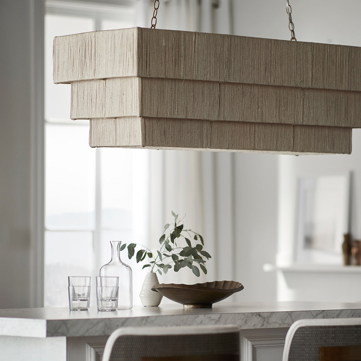 Palecek Lighting Default Title / Motor Freight - Rate TBQ Palecek Everly Rectangular Chandelier, Natural