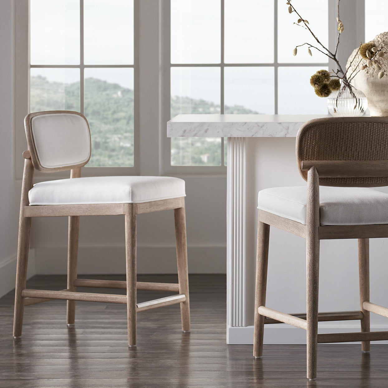 Palecek Furniture I/O OYSTER CHENILLE 4K / Motor Freight - Rate TBQ Palecek Fornelli 30" Barstool