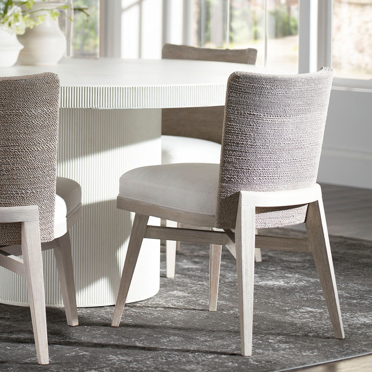 Palecek Furniture I/O BASKET WEAVE 4J / Motor Freight - Rate TBQ Palecek Francis Side Chair Whitewash