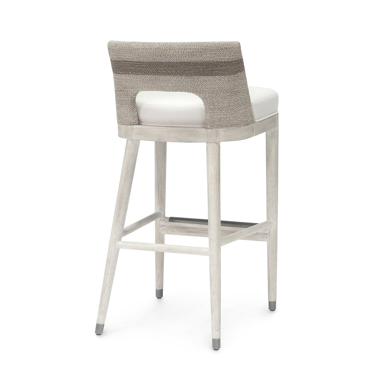 Palecek Furniture I/O SAILCLOTH SALT 64 Palecek Fritz Rope 30" Barstool, Fog White