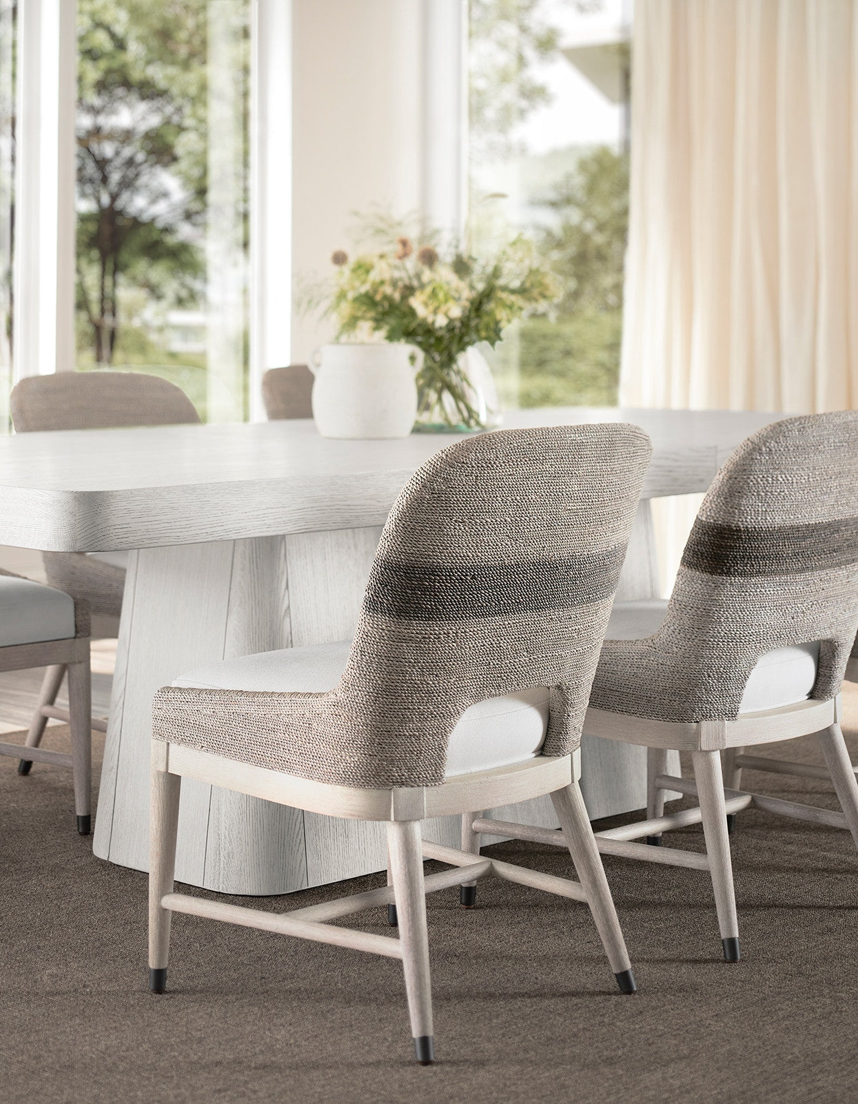 Palecek Furniture I/O SAILCLOTH SALT 64 / Motor Freight - Rate TBQ Palecek Fritz Rope Side Chair Fog White