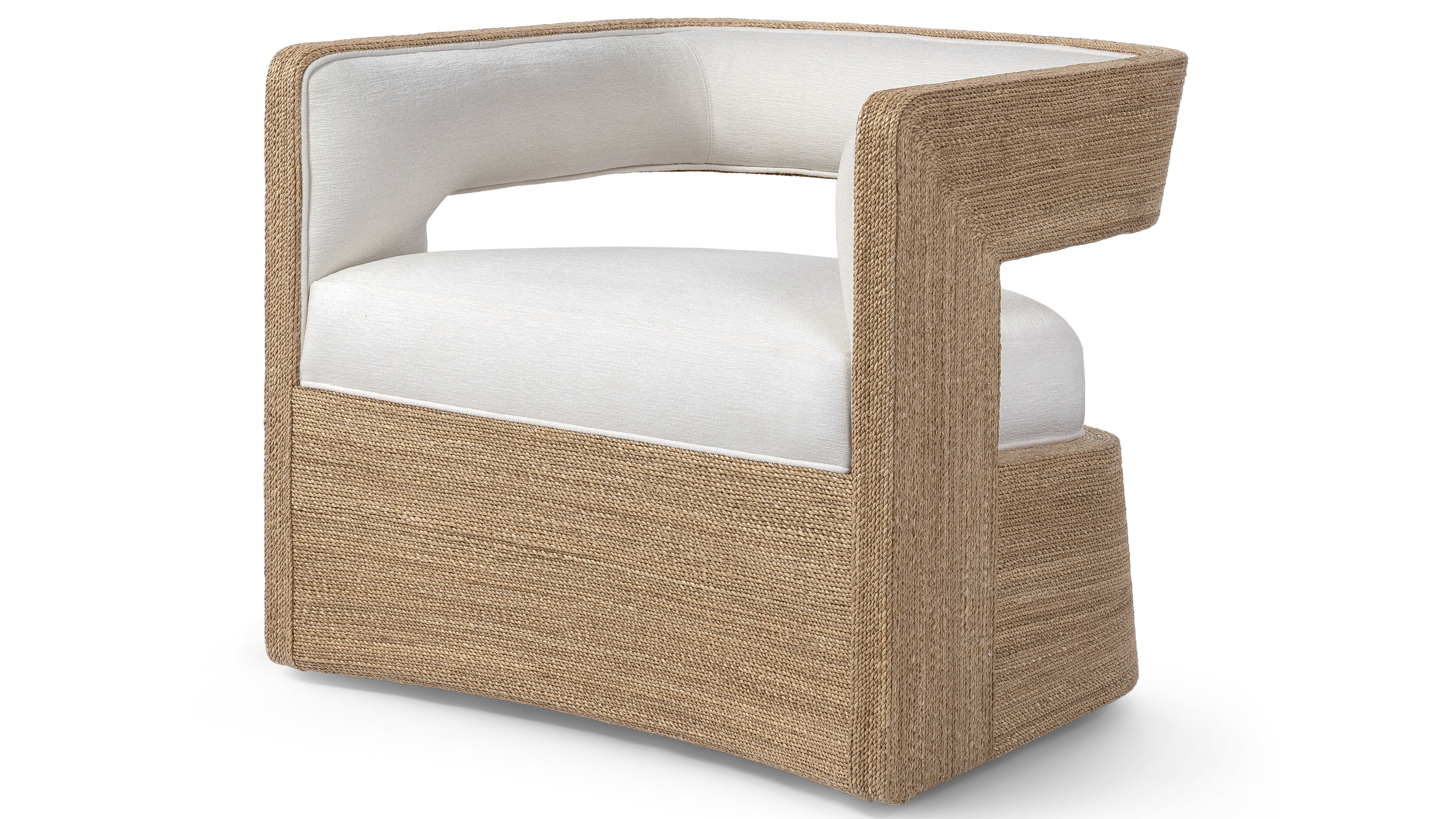 Palecek Furniture I/O OYSTER CHENILLE 4K / Motor Freight - Rate TBQ Palecek Hadley Swivel Lounge Chair, Natural