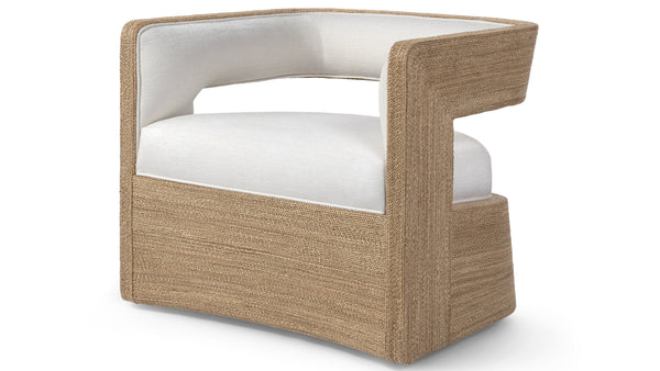 Palecek Furniture I/O OYSTER CHENILLE 4K / Motor Freight - Rate TBQ Palecek Hadley Swivel Lounge Chair, Natural