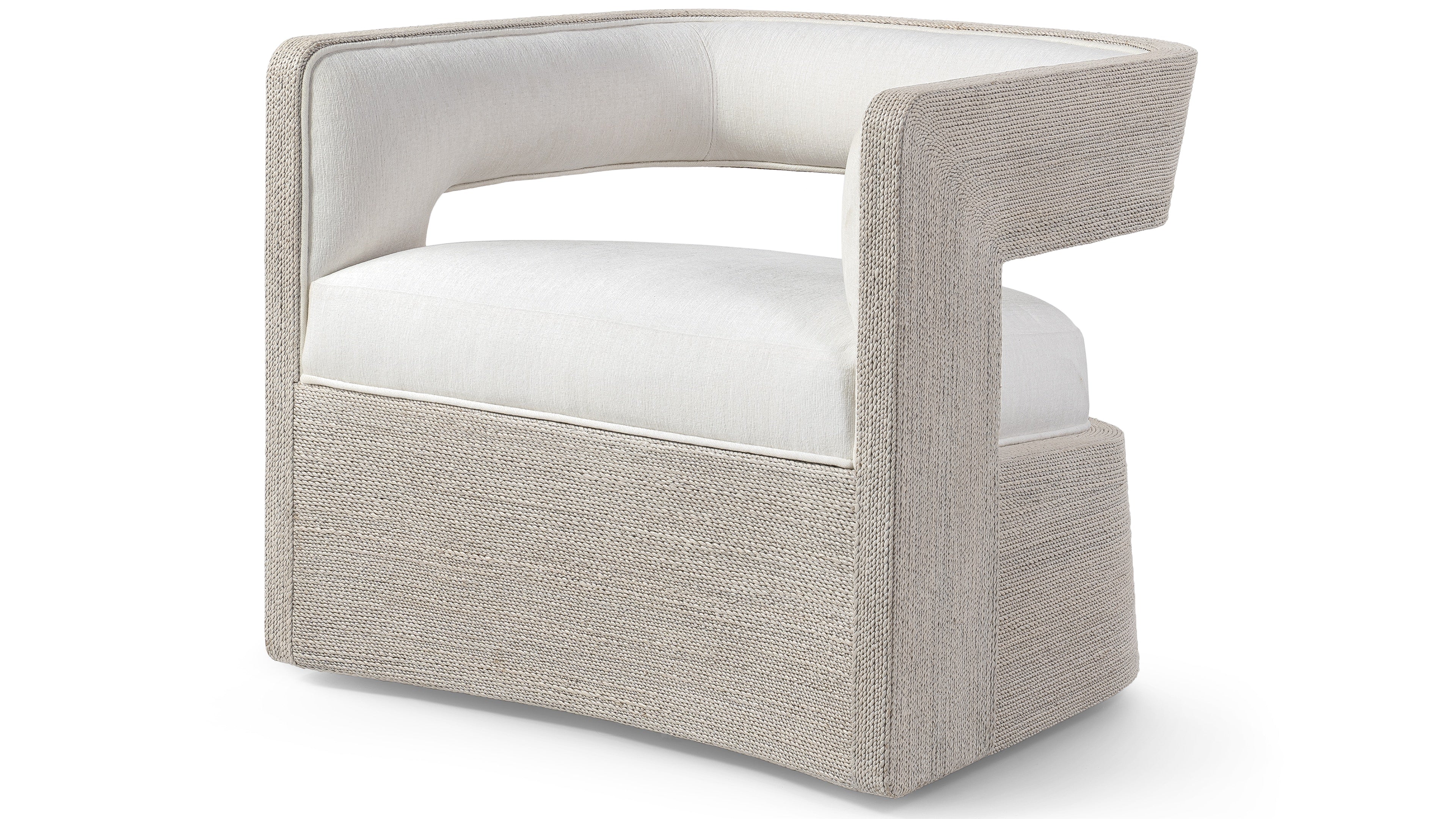 Palecek Furniture I/O OYSTER CHENILLE 4K / Motor Freight - Rate TBQ Palecek Hadley Swivel Lounge Chair, White
