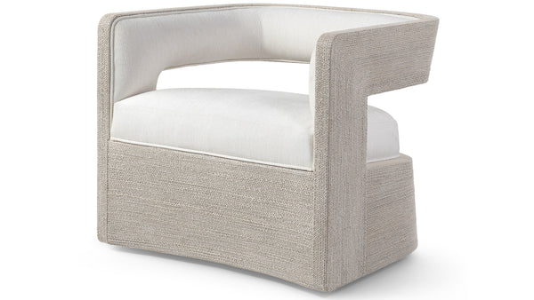 Palecek Furniture I/O OYSTER CHENILLE 4K / Motor Freight - Rate TBQ Palecek Hadley Swivel Lounge Chair, White