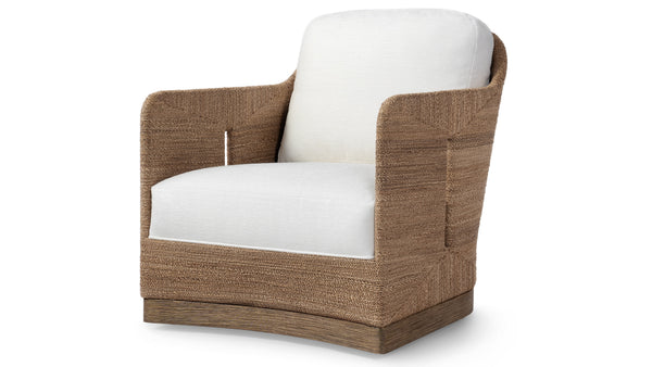 Palecek Furniture I/O OYSTER CHENILLE 4K / Motor Freight - Rate TBQ Palecek Mesa Swivel Lounge Chair, Natural