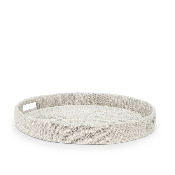 Palecek Home Decor Palecek Monarch Round Tray Large White Sand
