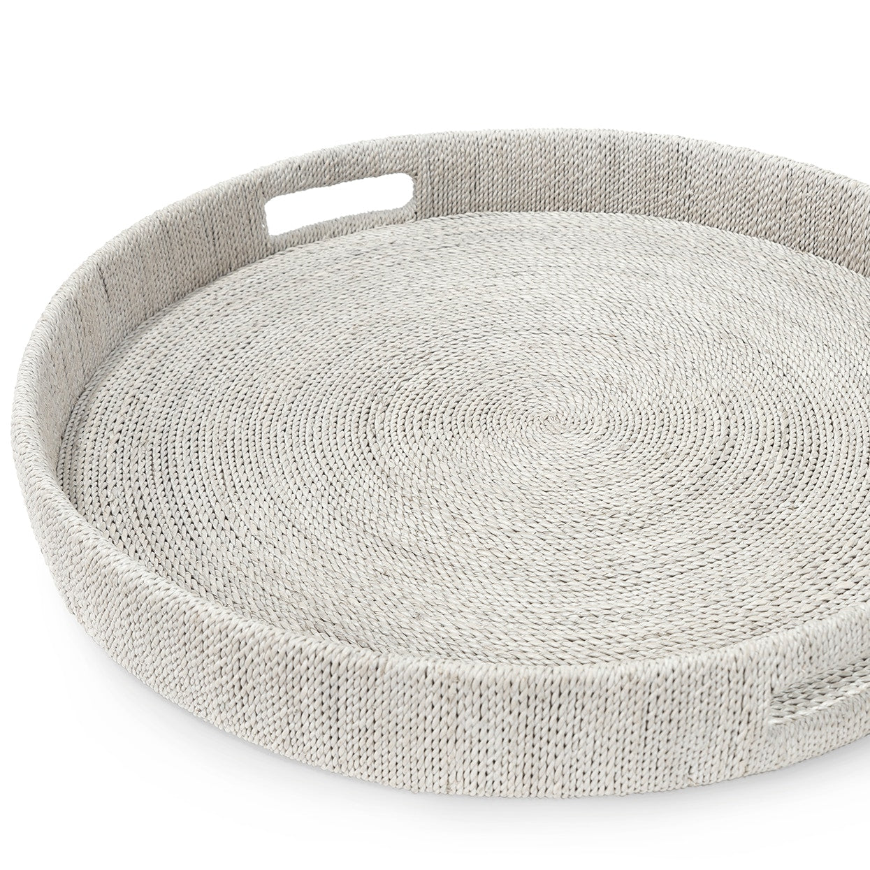Palecek Home Decor Palecek Monarch Round Tray Large White Sand
