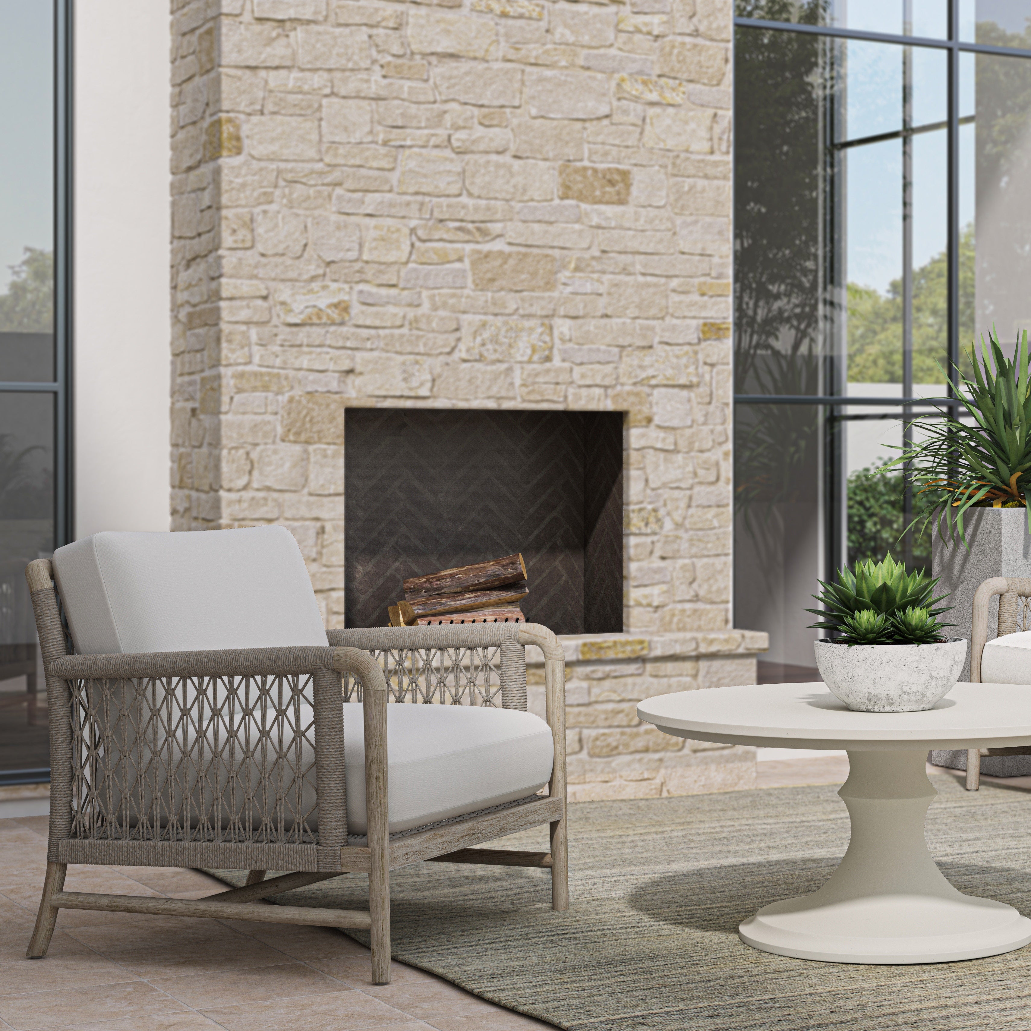 Palecek Furniture I/O SAILCLOTH SALT 64 / Motor Freight - Rate TBQ Palecek Montecito Outdoor Lounge Chair