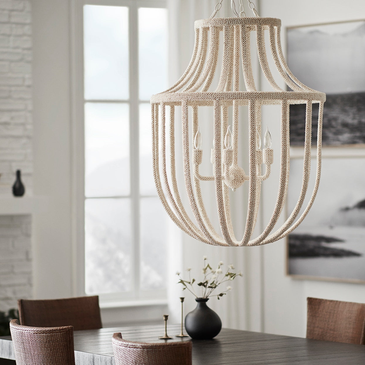 Palecek Lighting Default Title / Motor Freight - Rate TBQ Palecek Paloma Coco Chandelier White