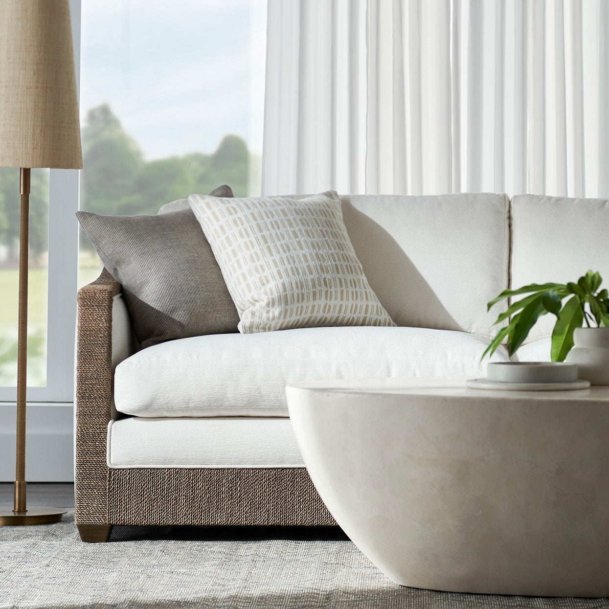 Palecek Furniture I/O BASKET WEAVE 4J / Motor Freight - Rate TBQ Palecek Pearson Sofa, Ash Grey