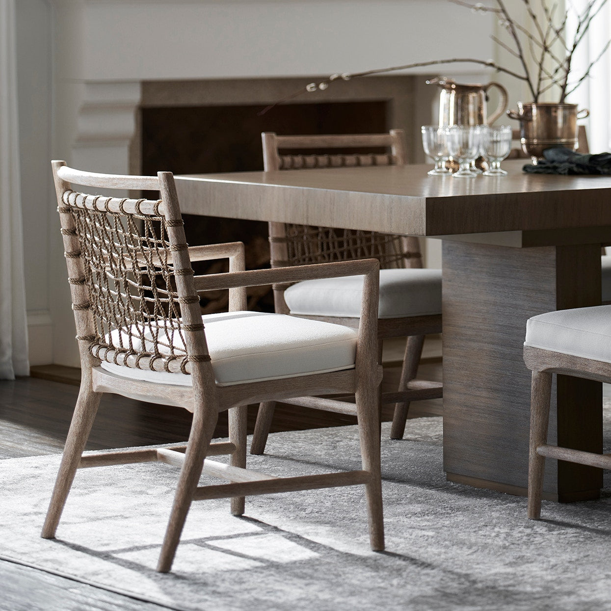 Palecek Furniture I/O BASKET WEAVE 4J / Motor Freight - Rate TBQ Palecek Pratt Arm Chair Cerused White