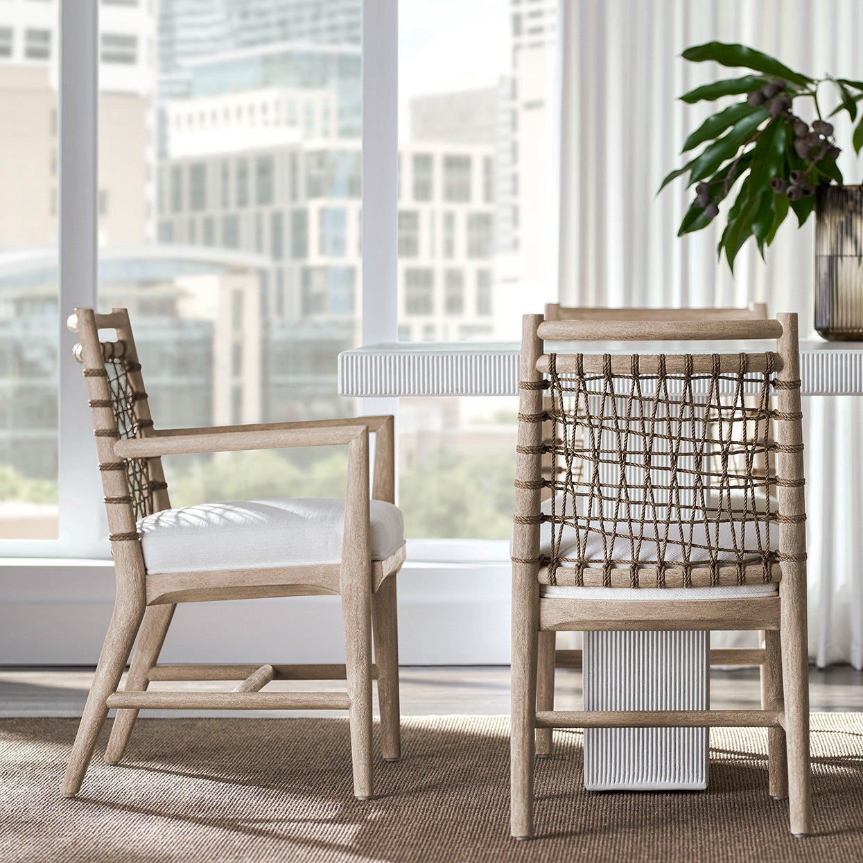 Palecek Furniture I/O BASKET WEAVE 4J / Motor Freight - Rate TBQ Palecek Pratt Arm Chair Cerused White