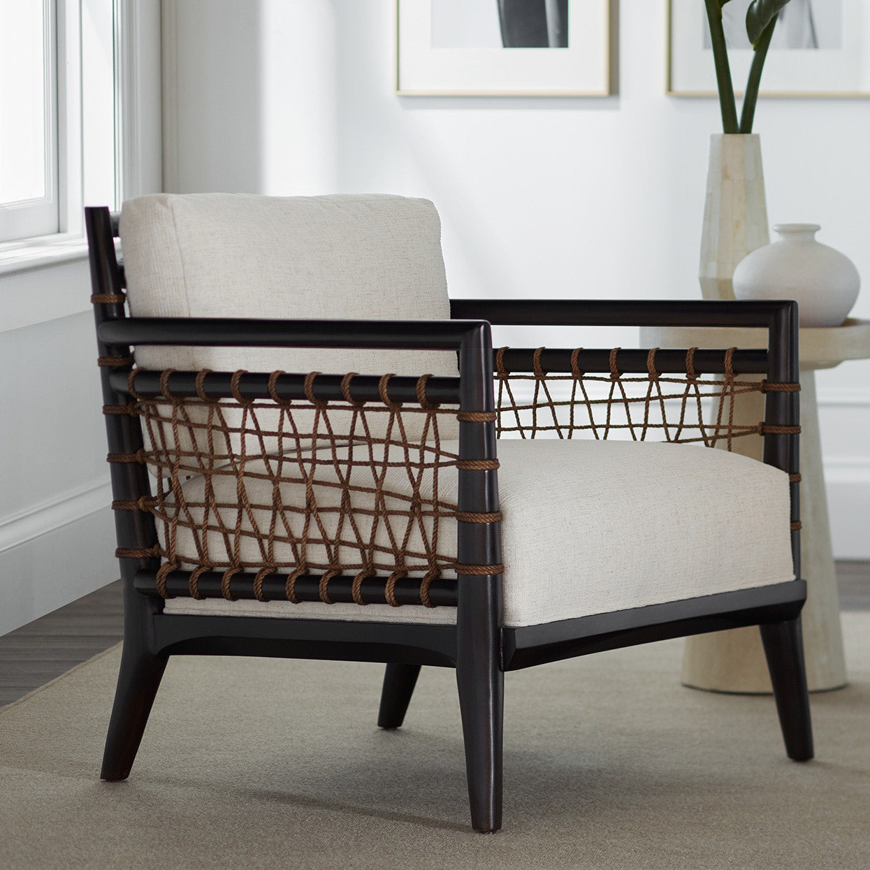 Palecek Furniture CHUNKY WEAVE OATMEAL 4S / Motor Freight - Rate TBQ Palecek Pratt Lounge Chair Espresso