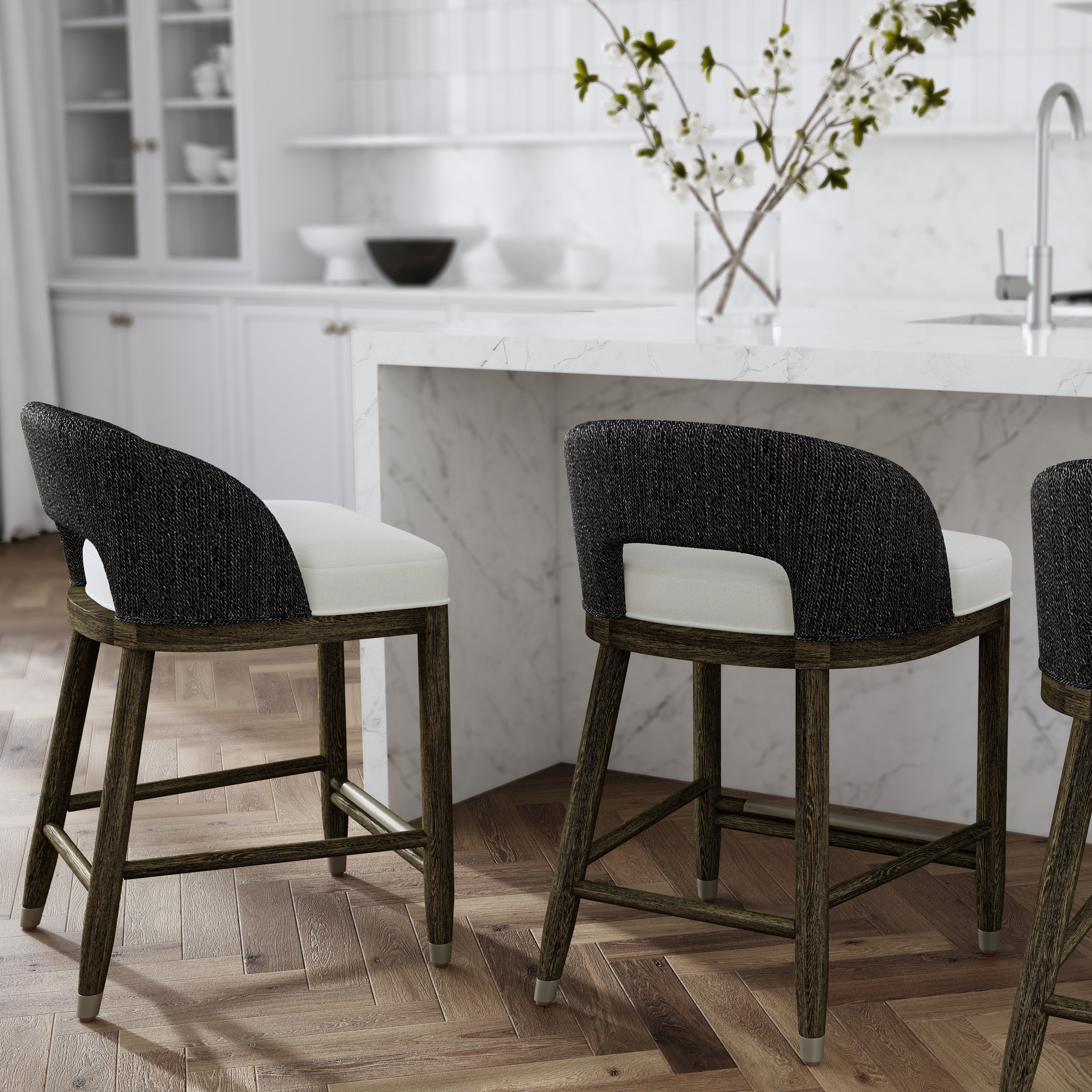 Palecek Furniture I/O BASKET WEAVE 4J / Motor Freight - Rate TBQ Palecek Prescott 24" Counter Stool Charcoal