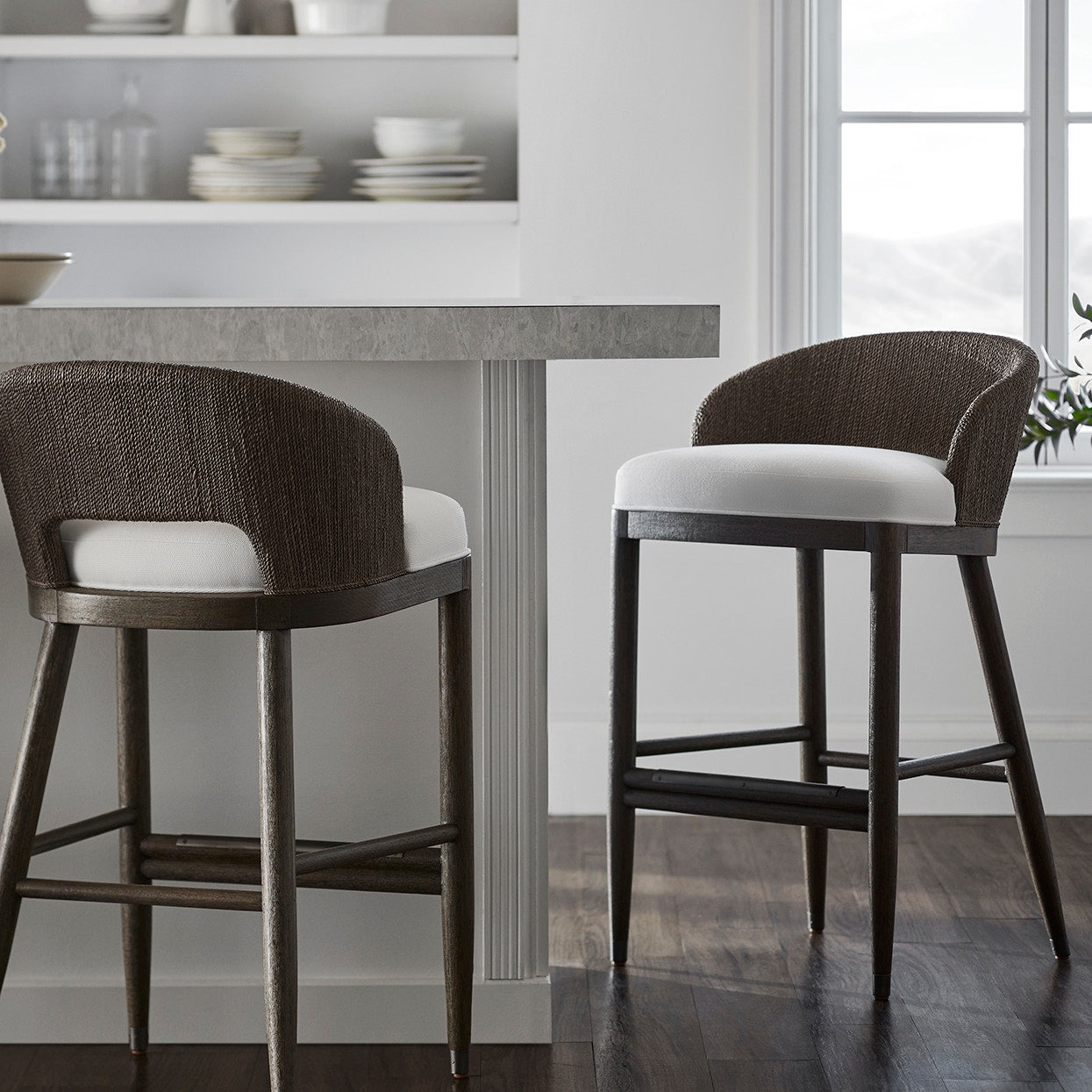 Palecek Furniture I/O BASKET WEAVE 4J Palecek Prescott 30" Barstool Charcoal