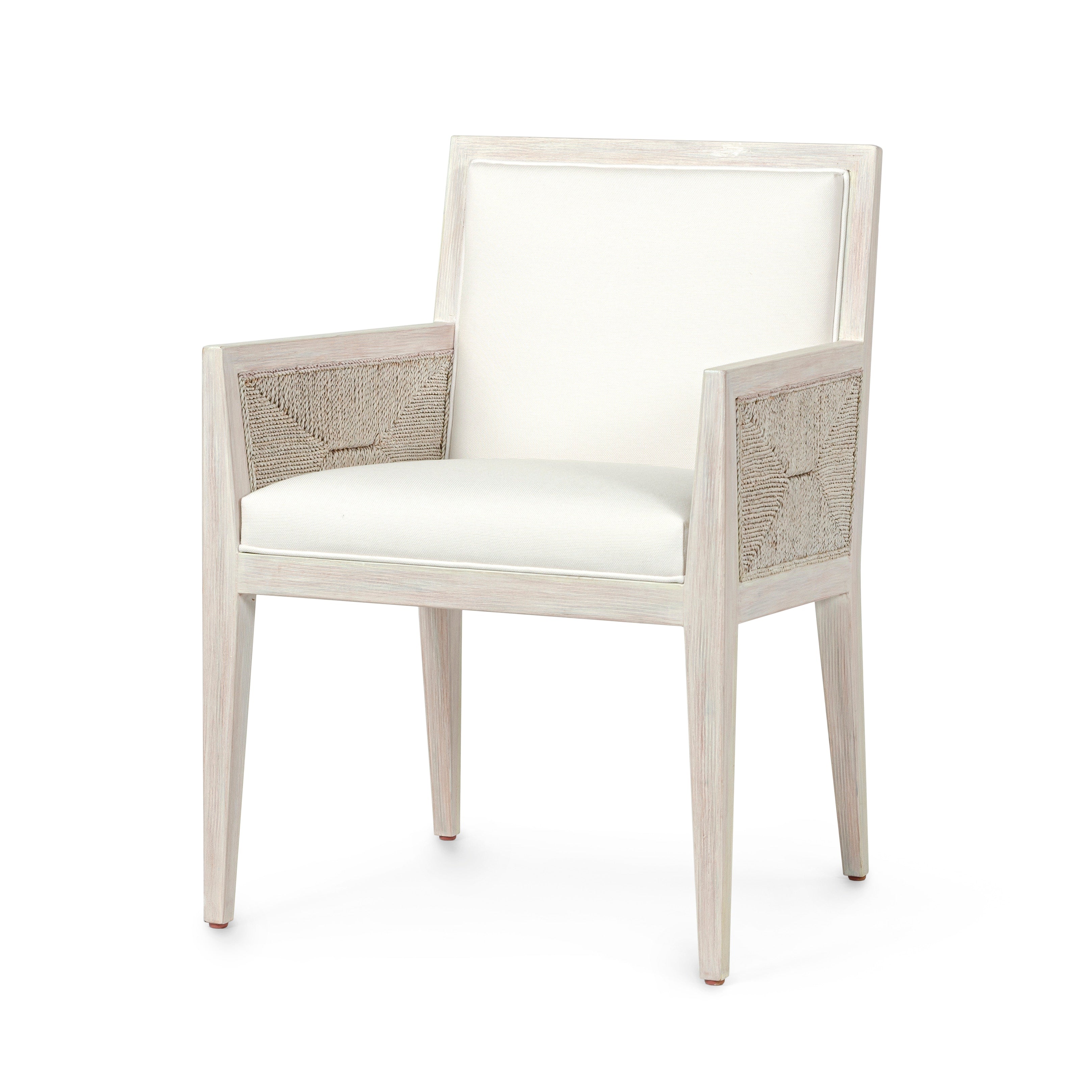 Palecek Furniture I/O BASKET WEAVE 4J / Motor Freight - Rate TBQ Palecek Santa Barbara Arm Chair, White Sand